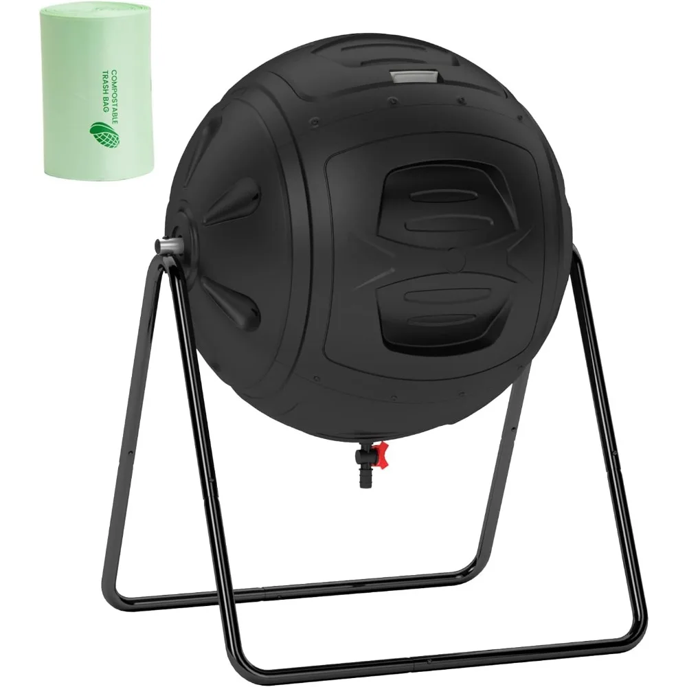 

Light Weight Spherical Compost Bin-Compost Tumbler with Drain to Collect Liquid-Quick Assembly-composting Garbage Bag Added(34