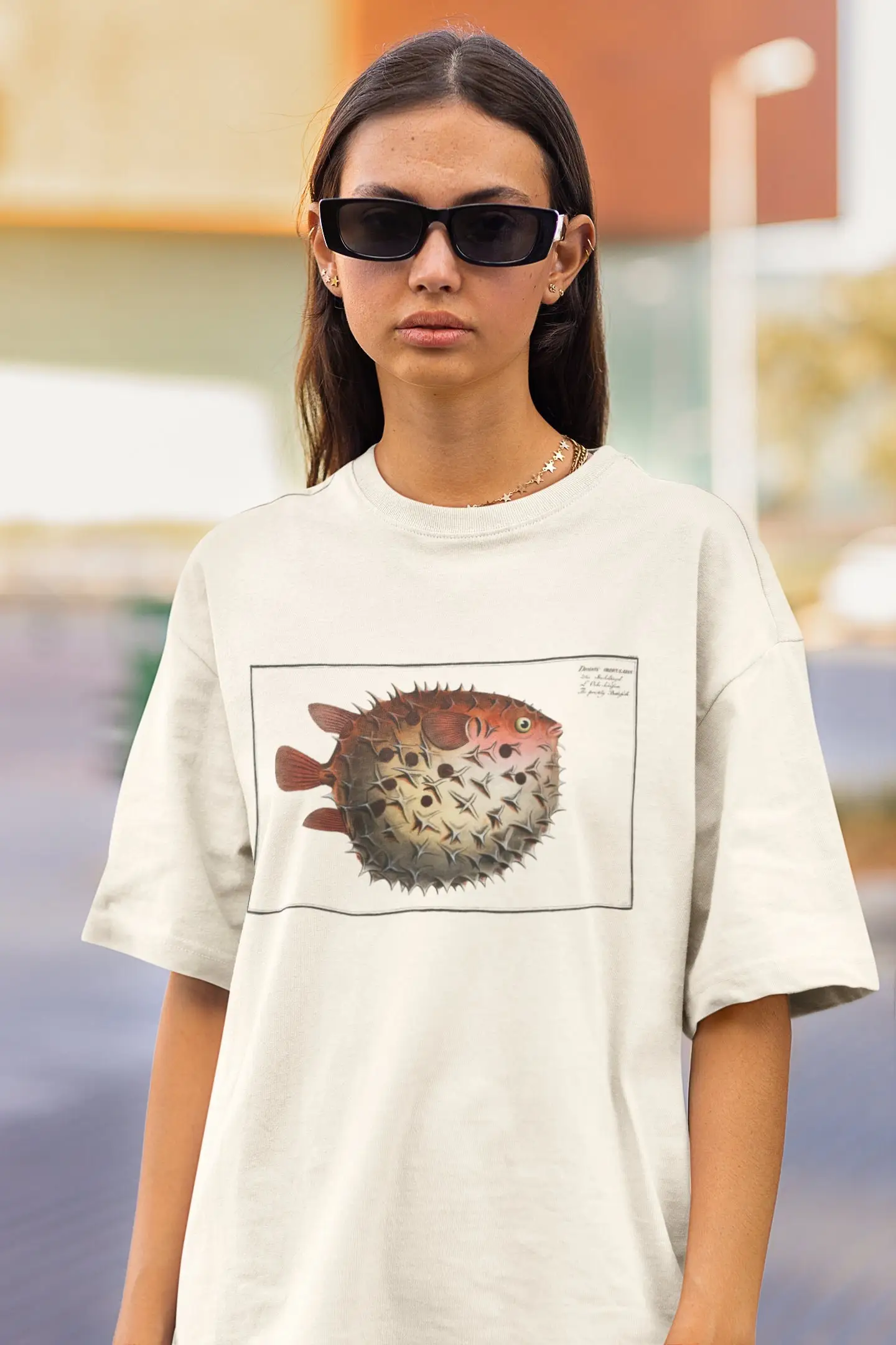 Oversized T Shirt Puffer Fish Dropshoulder Naturalist Sealife Oceancore Artsit Nature Aesthetic Sciart