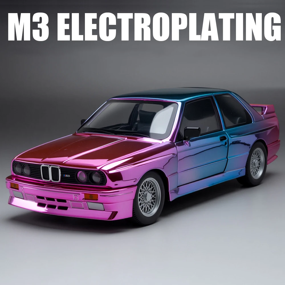1:24 BMW M3 E30 電気メッキ合金モデル 合金車モデル サウンドとライト付き プルバック式 子供のおもちゃ コレクション 誕生日プレゼント