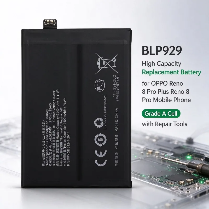 BLP929 High Capacity Replacement Battery for OPPO Reno 8 Pro Plus Reno 8 Pro Mobile Phone, Grade A Cell with Repair Tools