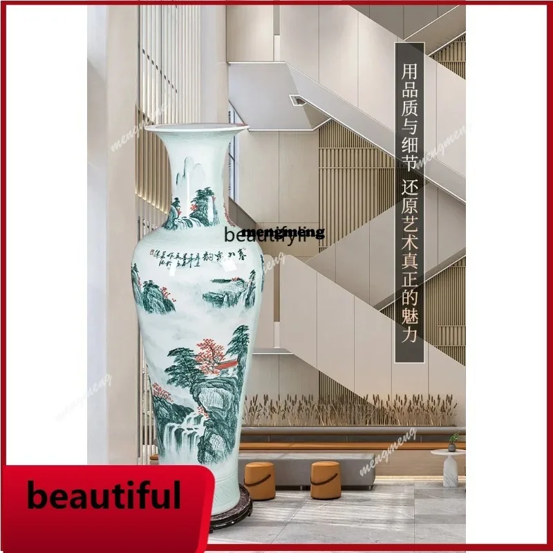 Ceramic High-End Hand-Painted Floor Vase Living Room Company Villa Chinese Decoration Opening-up Ornaments  N