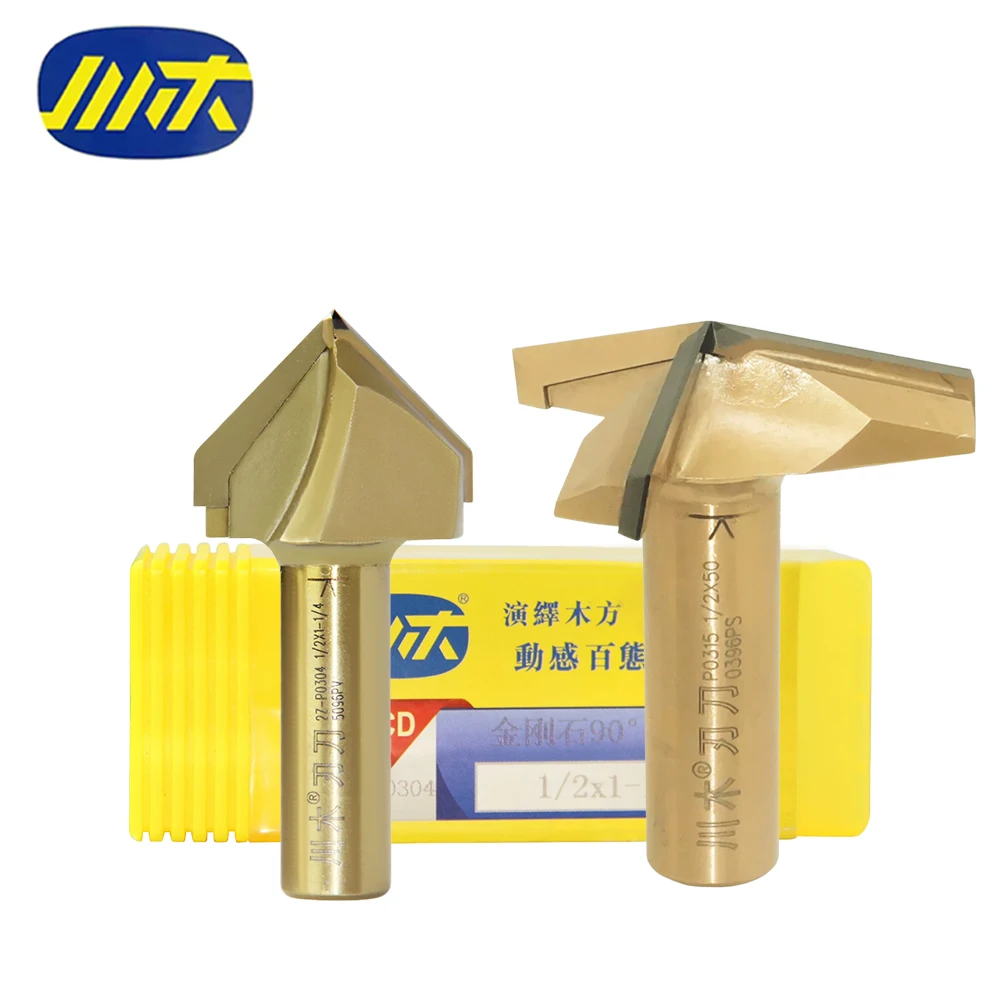 

Chuanmu PCD 90 120 150 Deg V Type Slotting Cutter 130° V Groove Router Bit CNC Woodworking Carving Tool for Plywood MDF