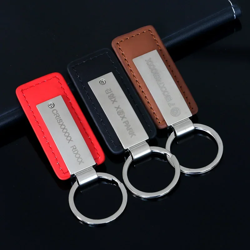 Leather Keyring Custom Keychain   for Car Anti-lost  Phone Number  Name for Keychain for Women Key Chains Personalized Keychain