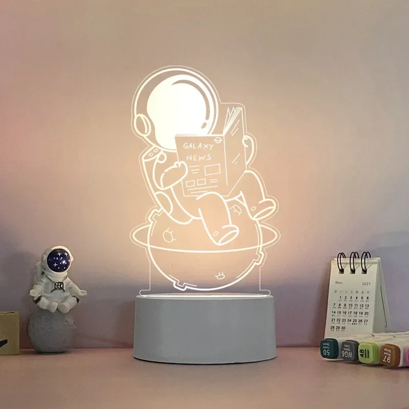 Nice อะคริลิค 3D Night Lights Creative ห้องนอนตารางโคมไฟสําหรับตกแต่งบ้านเด็กเดสก์ท็อปเครื่องประดับ
