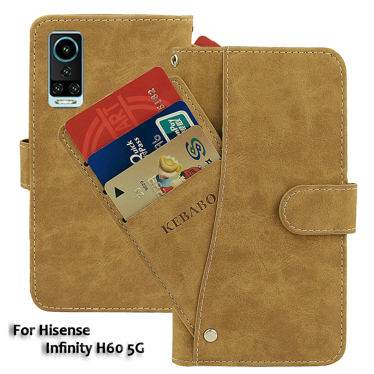 

Vintage Leather Wallet Hisense Infinity H60 5G Case 6.6" Flip Luxury Card Slots Cover Magnet Phone Protective Cases Bags