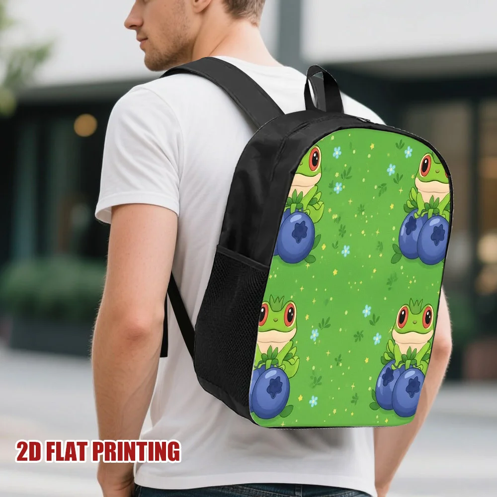 

1 Blueberry Frog Pattern Backpack | Lightweight and stylish, ideal for students and teens, casual style, zip closure