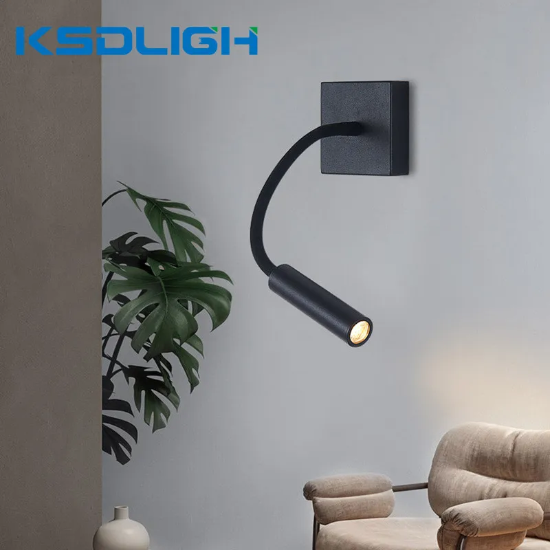 

3W LED Flexible Reading Wall Light With Switch Adjustable Gooseneck Wall Mounted Study Bedroom Bedside Night Light Fixtures