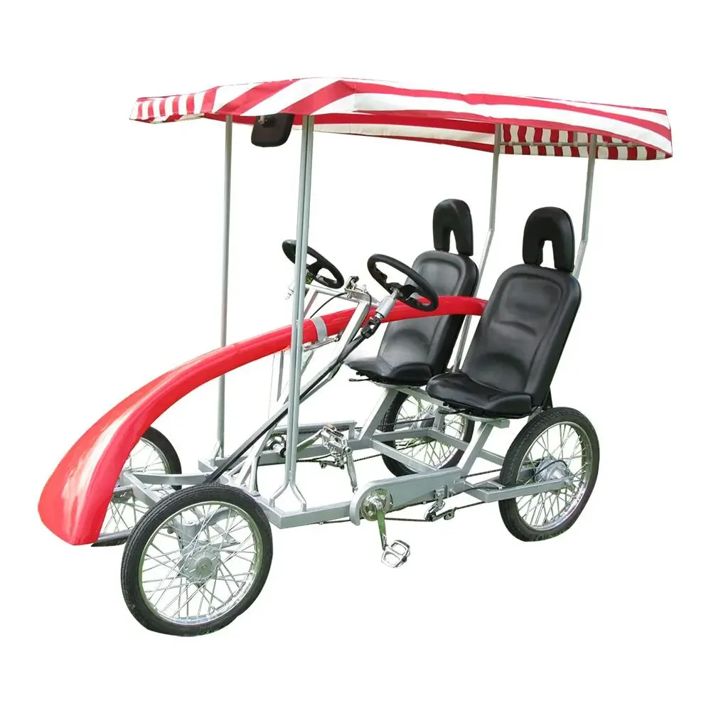 

City Sightseeing Factory Direct Adult Pedal Quadricycle Tandem 4 Person Bike