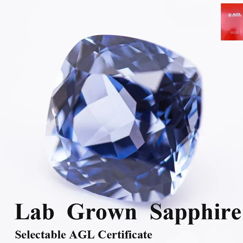 

Wholesale Lab Grown Sapphire Cornflower Color Square Cushion VVS1 Selectable AGL Certificate Charms Beads For Diy Jewelry Making