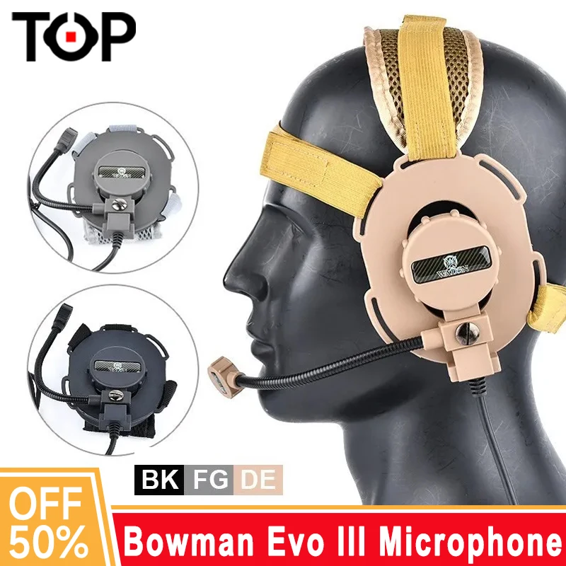 

WADSN Airsoft Bowman Evo III Microphone Tactical Shooting Headphone Airfot Removable With Kenwood U94 PTT WZ113 Hunting Headsets