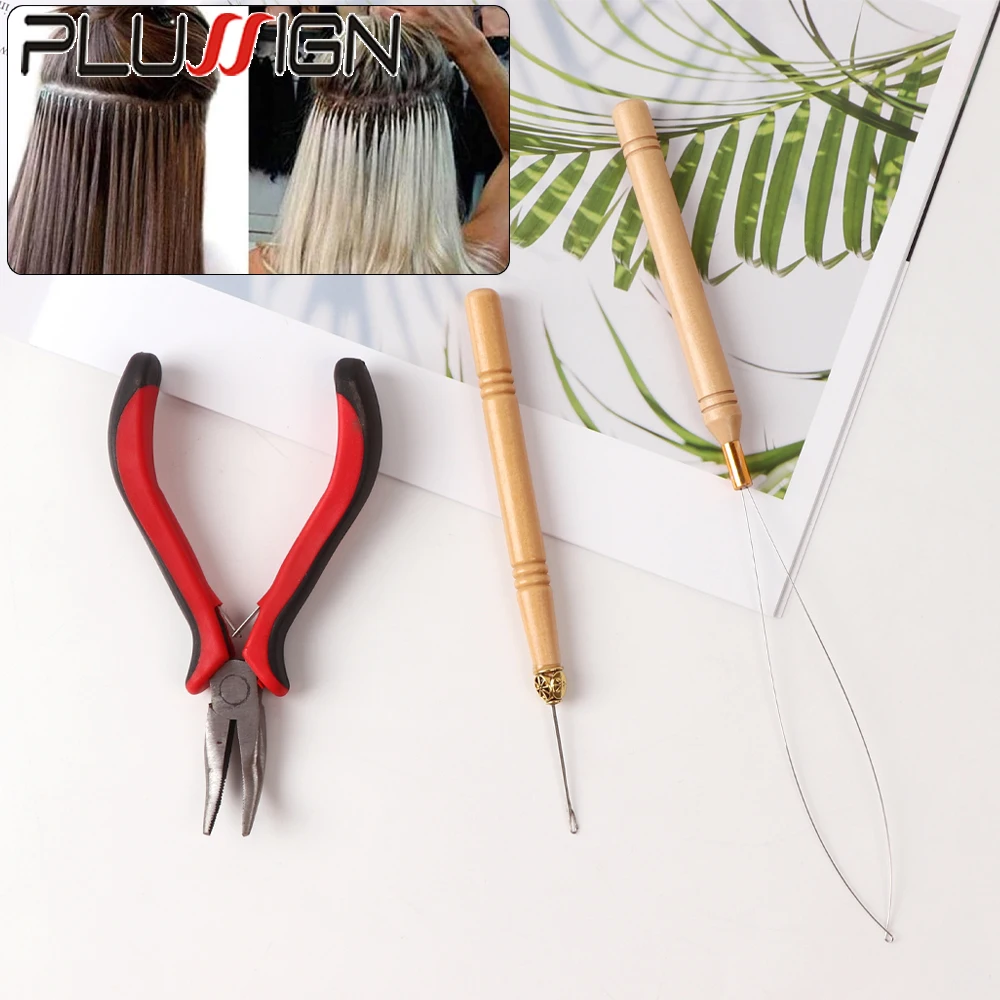 

Набор инструментов для наращивания волос Plussign, плоскогубцы, крючок для вытягивания, игольчатые бусины, наборы инструментов и 100 микроколец с силиконовой подкладкой 5 мм