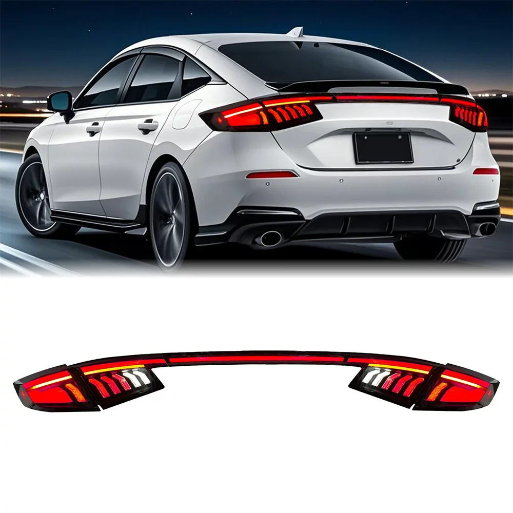 LED Through‑Type Tail Light Assembly for Honda Civic Hatchback FL5 22-25 Modified Taillights with dynamic Turn signal
