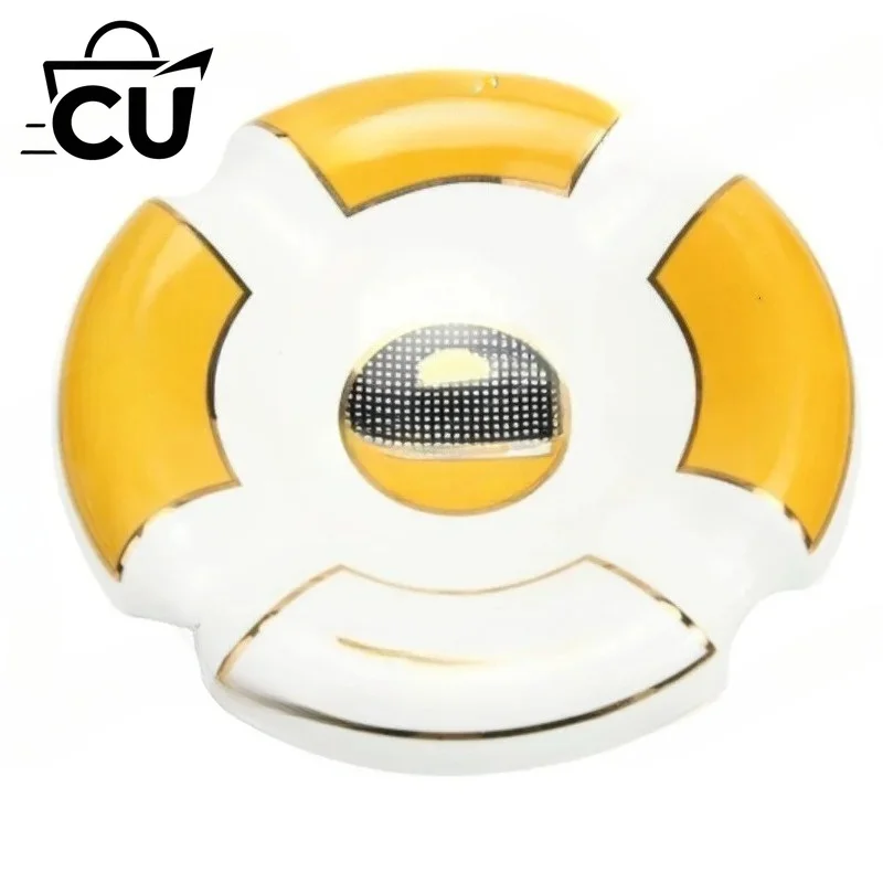 Cigar Ashtray Ceramic Circular Four Cigarette Slots Large Cigar Bar Living Room Household Ashtray