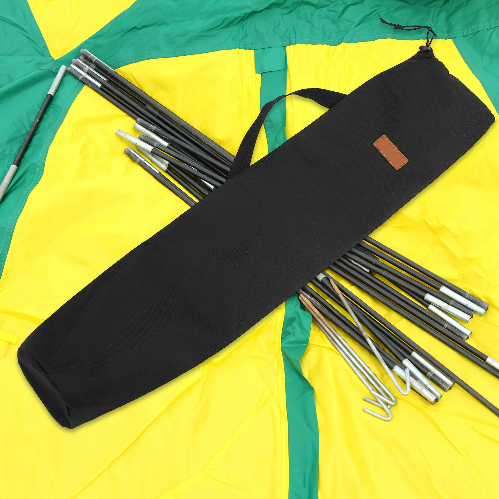 

2pcs Tent Storage Bag Portable Fishing Rod Pouch Outdoor Wear-Resistant Bag Camping Gear Heavy Duty Large Capacity Black