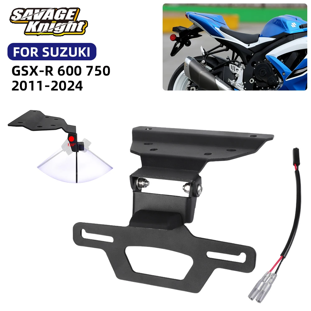 

Регулируемый кронштейн номерного знака для Suzuki GSXR600 GSXR750 GSX-R 600 750 2011-2024, складной держатель хвостового аккуратного крыла