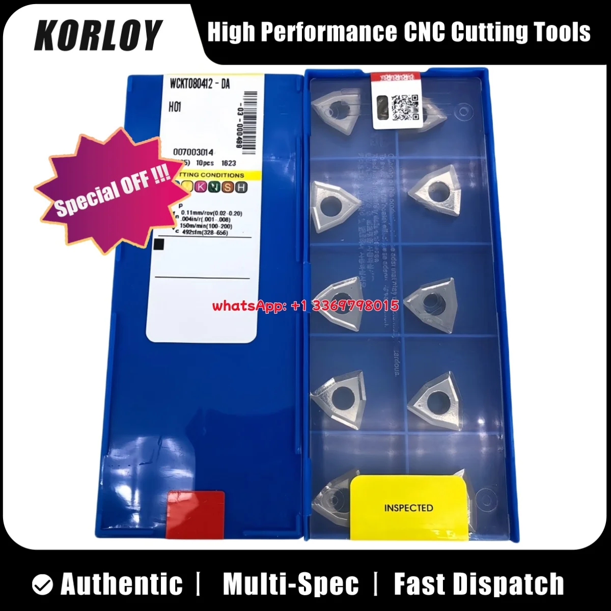 

Оригинальная вставка KORLY WCKT WCKT030208 040208 050308 06T308 080408 080412-DA H01 U-сверло, 10 шт.