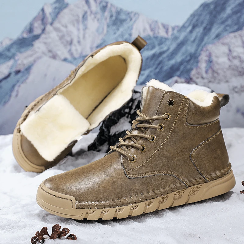 

Casual Leather Men High Top Boots Man Comfy Casual Shoes Outdoor Antiskid Platform Ankle Boots Luxury Sneakers