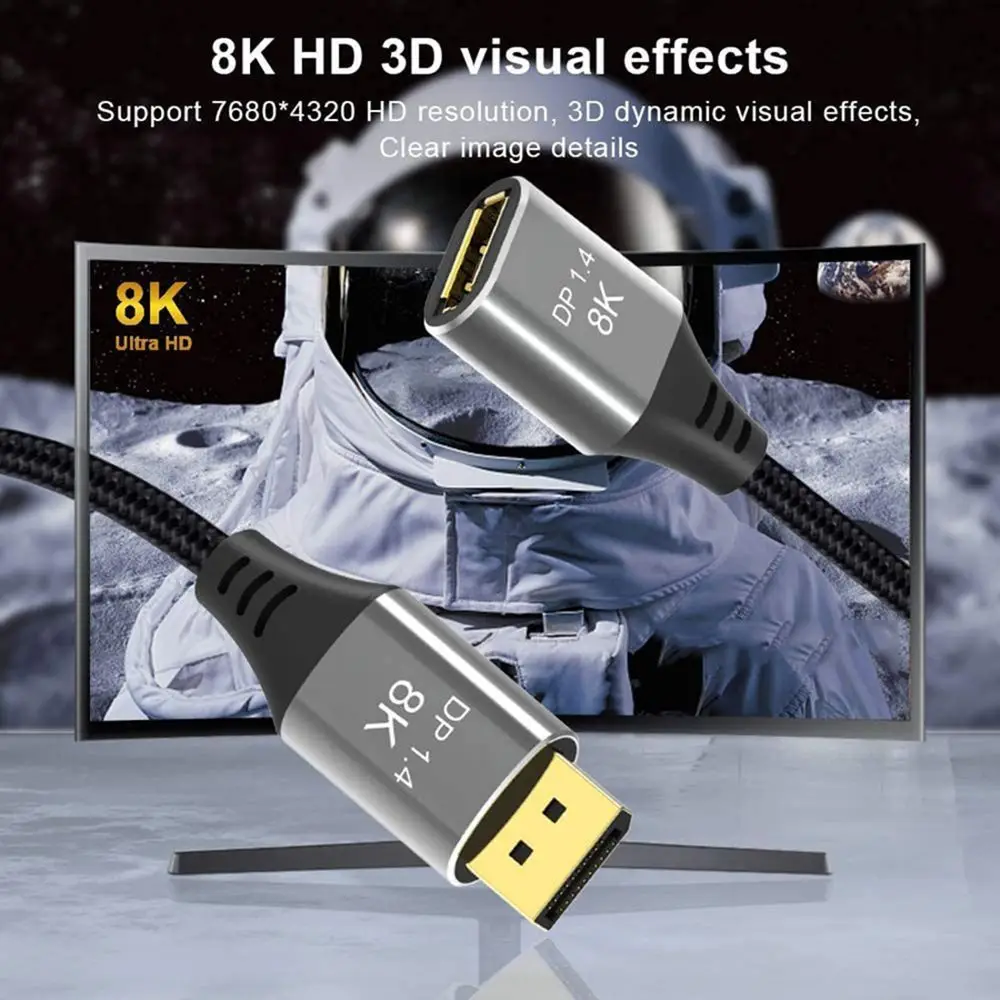 Kabel 8K 60Hz DP męski na żeński Port wyświetlacza przedłużacz do monitora HDTV projektor do laptopa Splitter DP DisplayPort 1.4