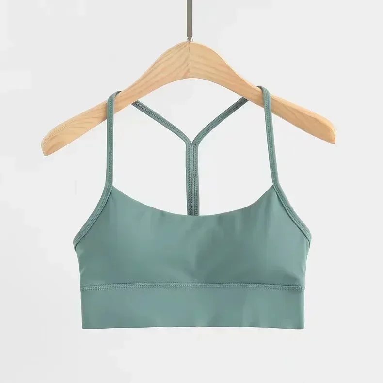 Lemon-Sujetador deportivo acolchado con dobladillo ancho para mujer, espalda de nadador en forma de Y, tirantes finos, Tops de Yoga con copas extraíbles