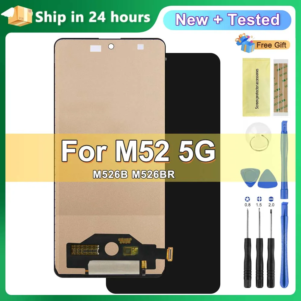 Screen Replacement for Samsung Galaxy M52 5G Lcd Display Digital Touch Screen with Frame for Samsung Galaxy M52 5G M526B M526BR