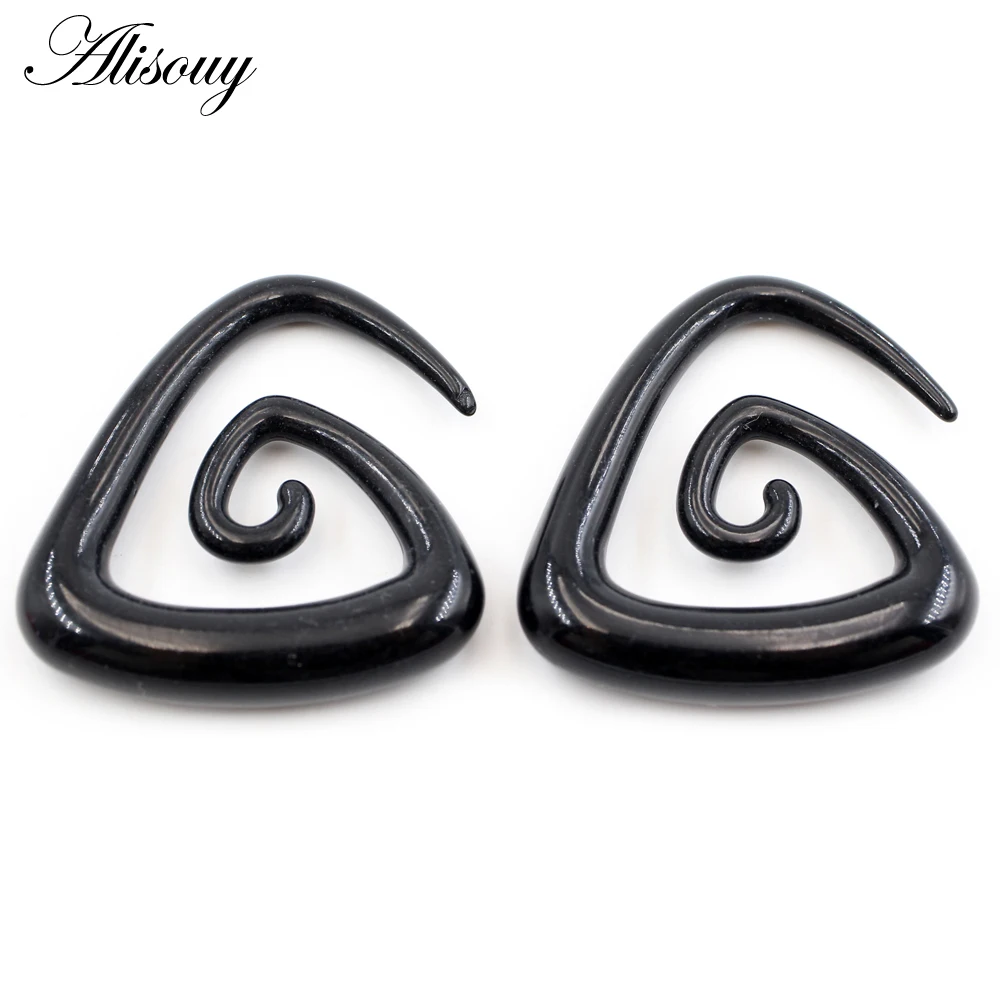 Alisouy 2pcs 1.6-10mm Irregul Triangle Acrylic Spiral Ear Tunnels Plugs Expander Stretcher Earrings Gauges Body Piercing Jewelry
