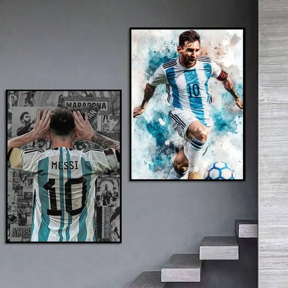 Argentina NO.10 MESSI Poster Self-adhesive Art Waterproof Paper Sticker Coffee House Bar Room Wall Decor