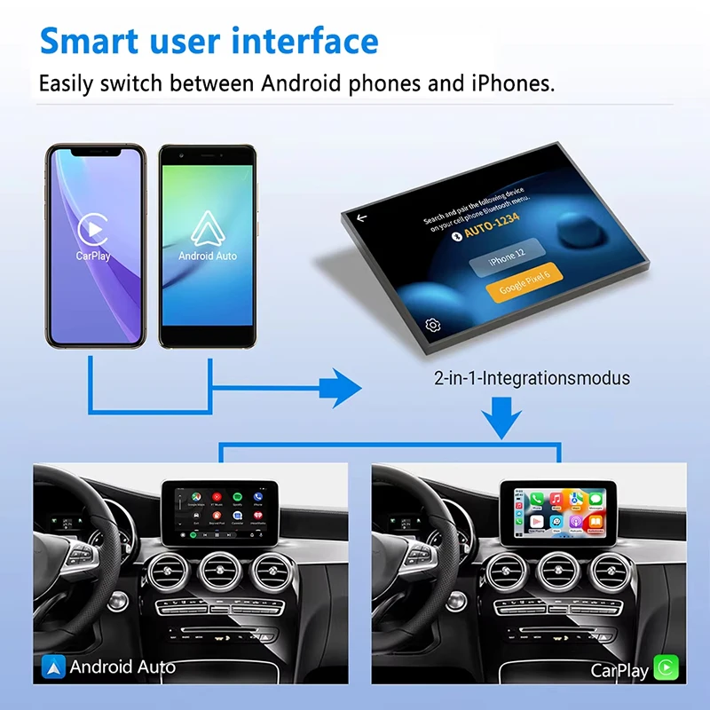 OTTOCAST U2X PRO 2 in 1 Wireless Carplay Adapter Android Auto USB Dongle Fast Connect Plug and Play for Cars with Wired Carplay