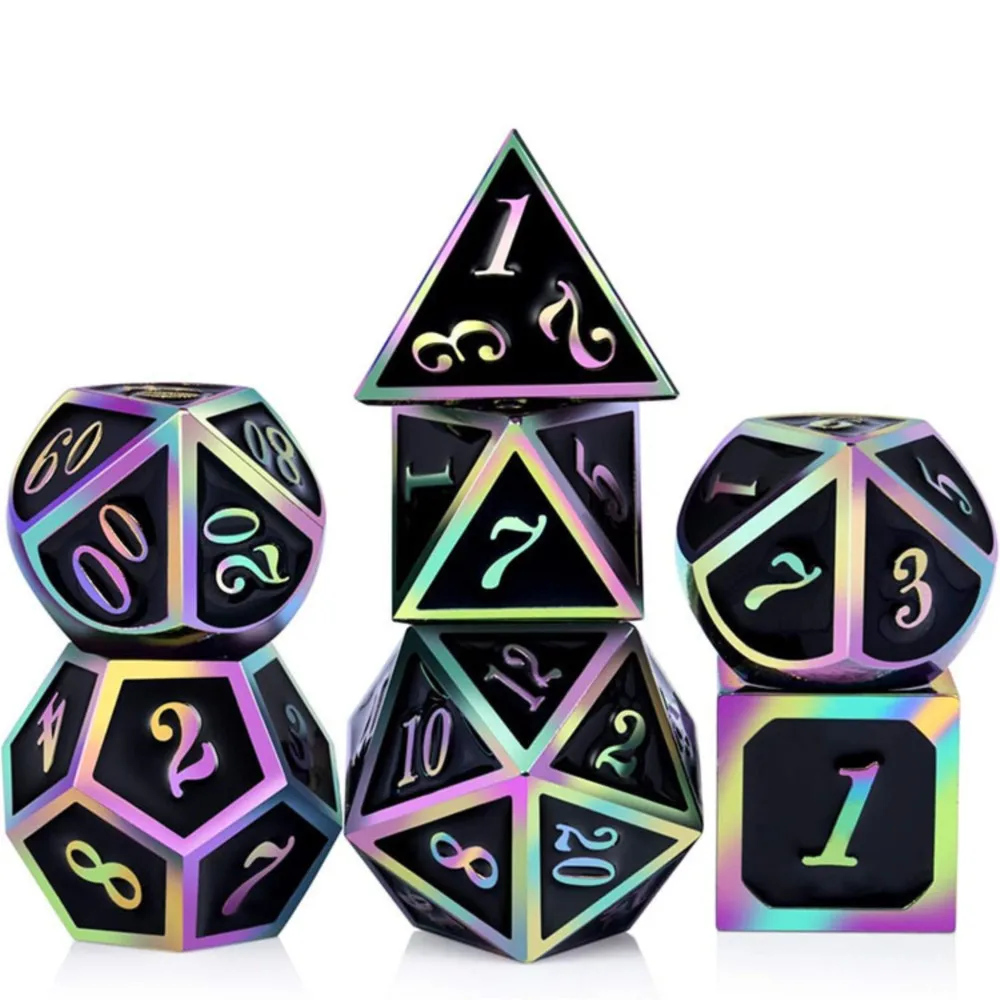 7 قطعة مجموعة النردات الرقمية المعدنية مجلس لعبة الطاولة ألعاب التفاعل لأرقام الملحقات ديكور المنزل لعب الأدوار متعدد الألوان