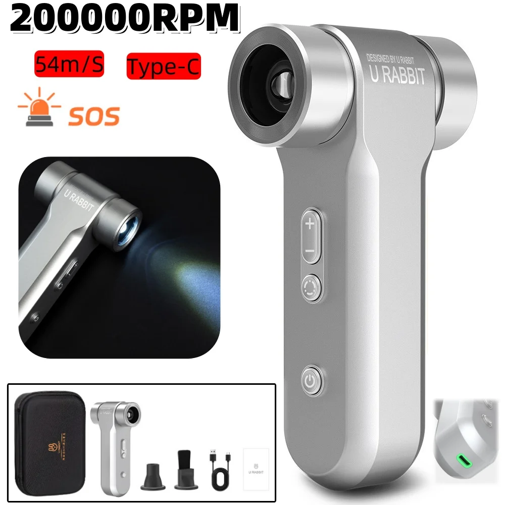 

Violent Fan 200000RPM Powerful Air Blower Vacuum Dust Cleaner Type-C Charging Strong Winds 54m/s Brushless Turbo Jet Blower Tool