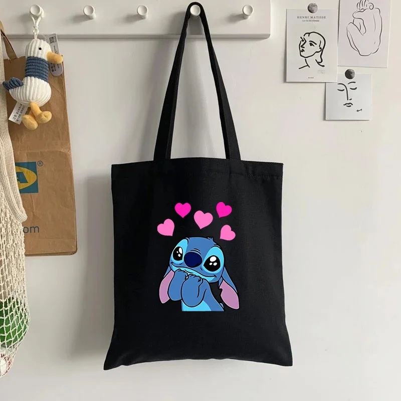 การ์ตูน Disney Stitch กระเป๋าถือผู้หญิง Casual Totes Underarm Top Handle กระเป๋า Lady ช้อปปิ้งกระเป๋าเดินทางผ้า/ผ้า/ผ้า/ผ้า/ผ้า/ผ้า/ผ้า/ผ้า/ผ้า/ผ้า/ผ้ากระเป๋าไหล่กระเป๋า