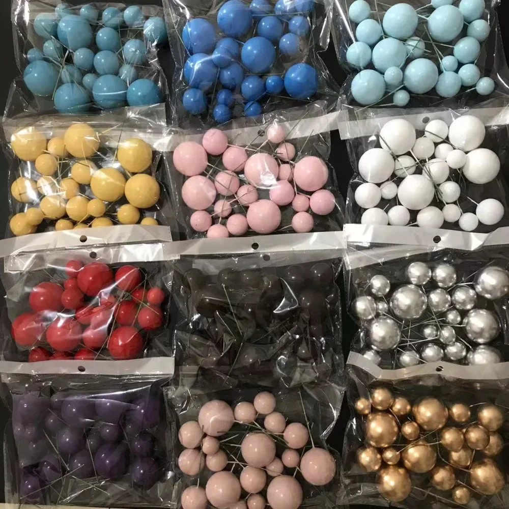 20Pcs 2cm-4cm Spheres Cake Topper Ball Set DIY Birthday Cake Decoration for Birthday Party Celebrate Wedding Cake Balls Insert