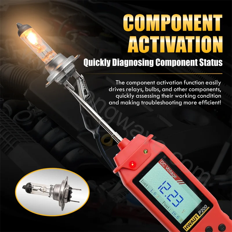 Probador de circuito automotriz P100 P200, herramienta de diagnóstico de sonda de potencia de 12V/24V, osciloscopio de pantalla TFT y protección contra sobrecarga de salida PWM