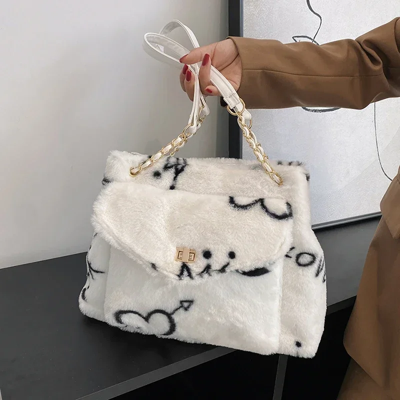 

Plush Women's Shoulder Bag 2024 New Women's Luxury Simple and Versatile Crossbody Bag Fashion Shopping Bag Сумка Женская 가방