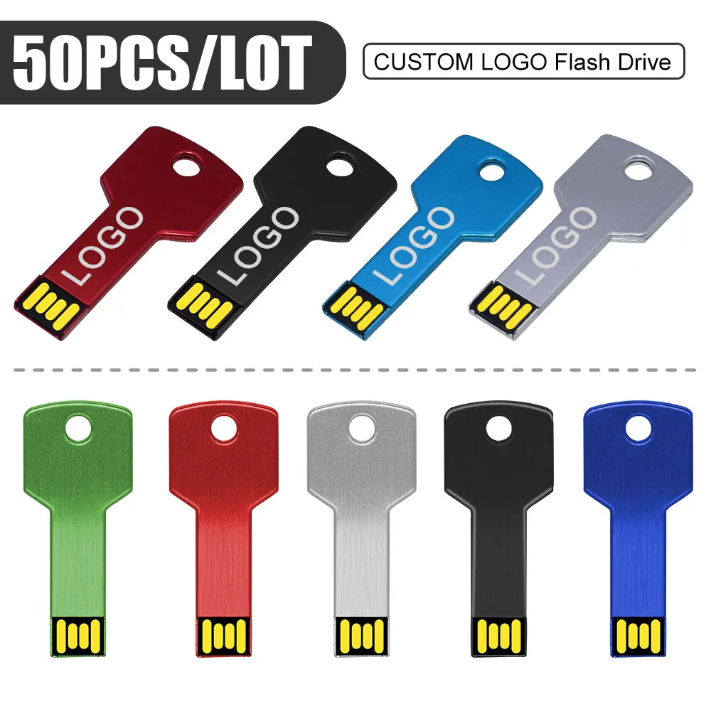 50 шт./лот, металлический ключ, USB-флешка, 4 ГБ, флэш-накопители, серебряная палочка, устройства хранения реальной емкости, 4 ГБ, 512 МБ, 2 ГБ, память U-диск