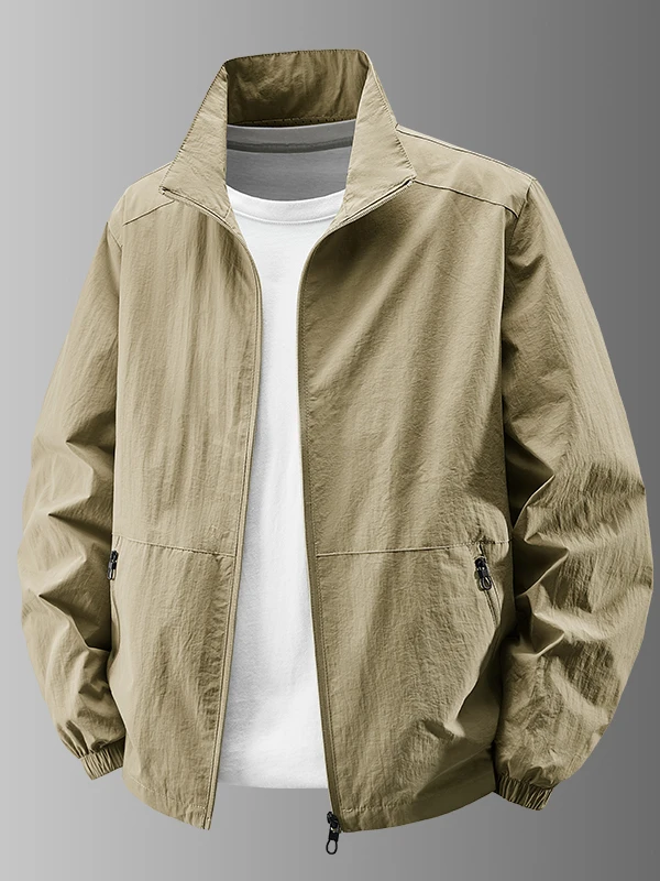 

Мужская повседневная куртка свободного кроя с воротником-стойкой для активного отдыха, весна-осень, американский стиль, из полиэстера с хлопковой подкладкой