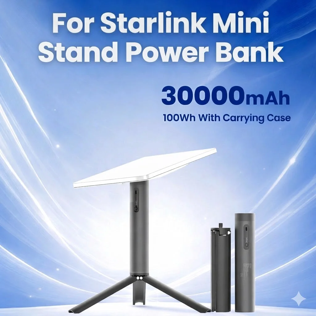 All-in-One Power Bank Stand for Starlink Mini 30000mAh 100Wh 100W Stable Output Metal Kickstand Portable Battery Carry Case