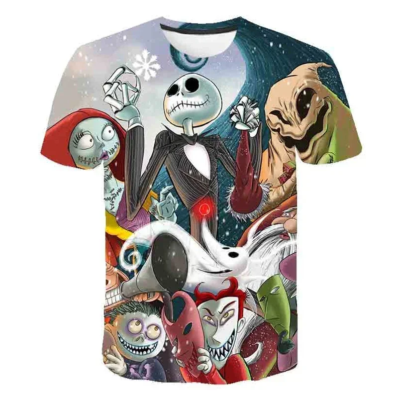 MINISO Halloween The Nightmare Before Christmas T-Shirt Jack Skellington 3D Print Kids Adults Fashion Oversized T Shirt Kid Tops