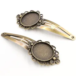 20mm 5pcs High Quality Bronze Plated Copper Material Hairpin Hair Clips Hairpin Base Setting Cabochon Cameo  J5-21