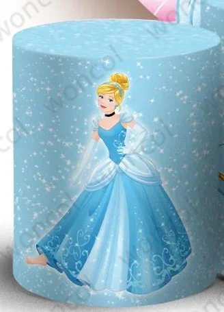 Disney Princess Cinderella Backdrop Girls Birthday Baby Shower Backdrop Cinderella Glass Slipper Cylinder Cover Decor Photo Prop