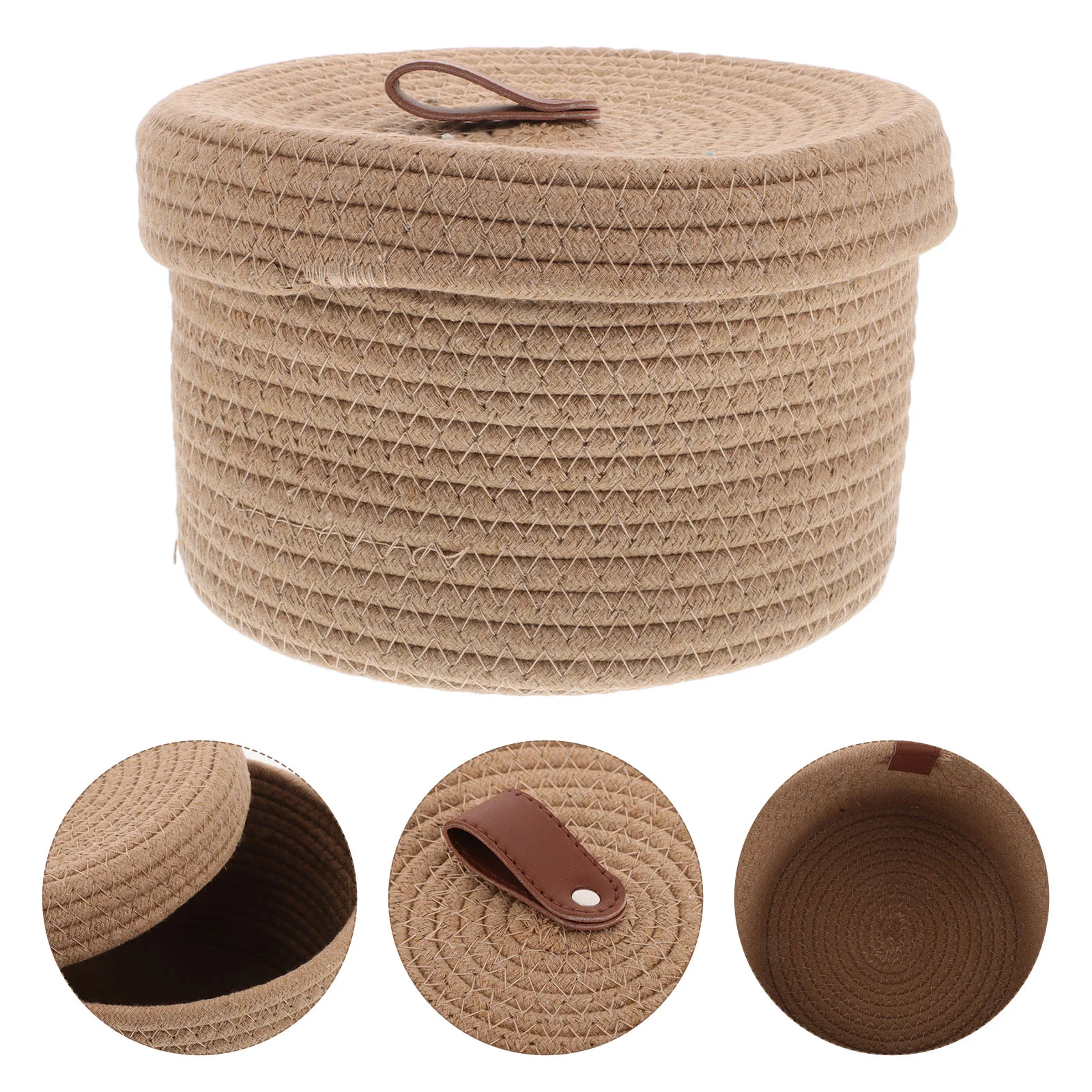 Cosmetics Storage Basket Dog Toy Bins with Lids Desktop Small Woven Cute Cotton Thread Organizer Child