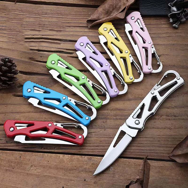 Stainless Steel Blade Shaped Knife Outdoor Camping Self Defense Emergency Survival Knife EDC Tool Folding Portable Key Knife