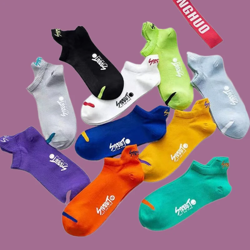 

10 Pairs 2024 New High Qualityh Men's Sports Socks Breathable Street Fashion Sport Deodorant Running Socks Men Casual Boat Socks