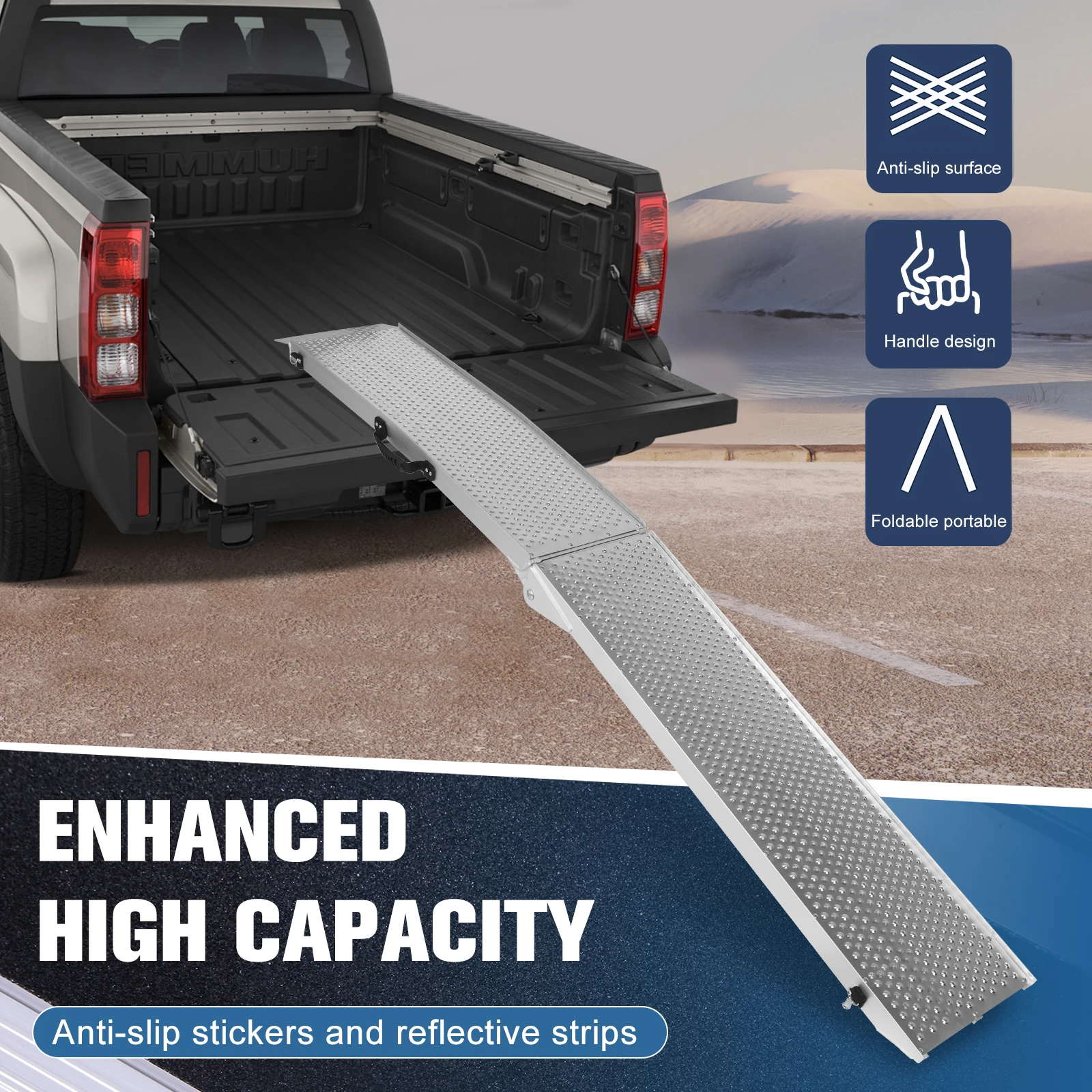 

2Pcs 85inch Aluminum Folding Loading Ramps with Handle Foldable Truck Loading Ramps for Motorcycles Lawn Mowers UTVs and More