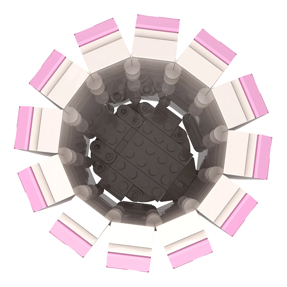 MOC สีชมพูแจกันอิฐชุดดอกไม้แจกันห้องนั่งเล่นตกแต่ง Building Block Assembly ของเล่นเด็กสาวตกแต่งของเล่นของขวัญ