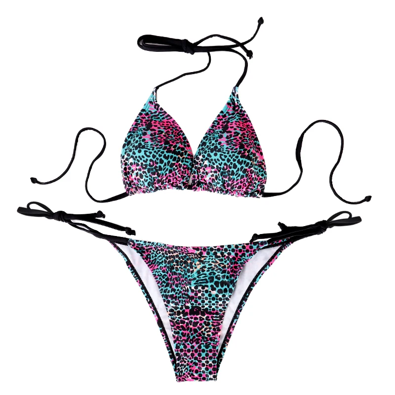 Two-Piece Women's Split Bikini Set Summer Strappy And Lace-Up Colorful Polka Dot Printed Lady's Bikini Beach Vacation Swimsuit - Image 6