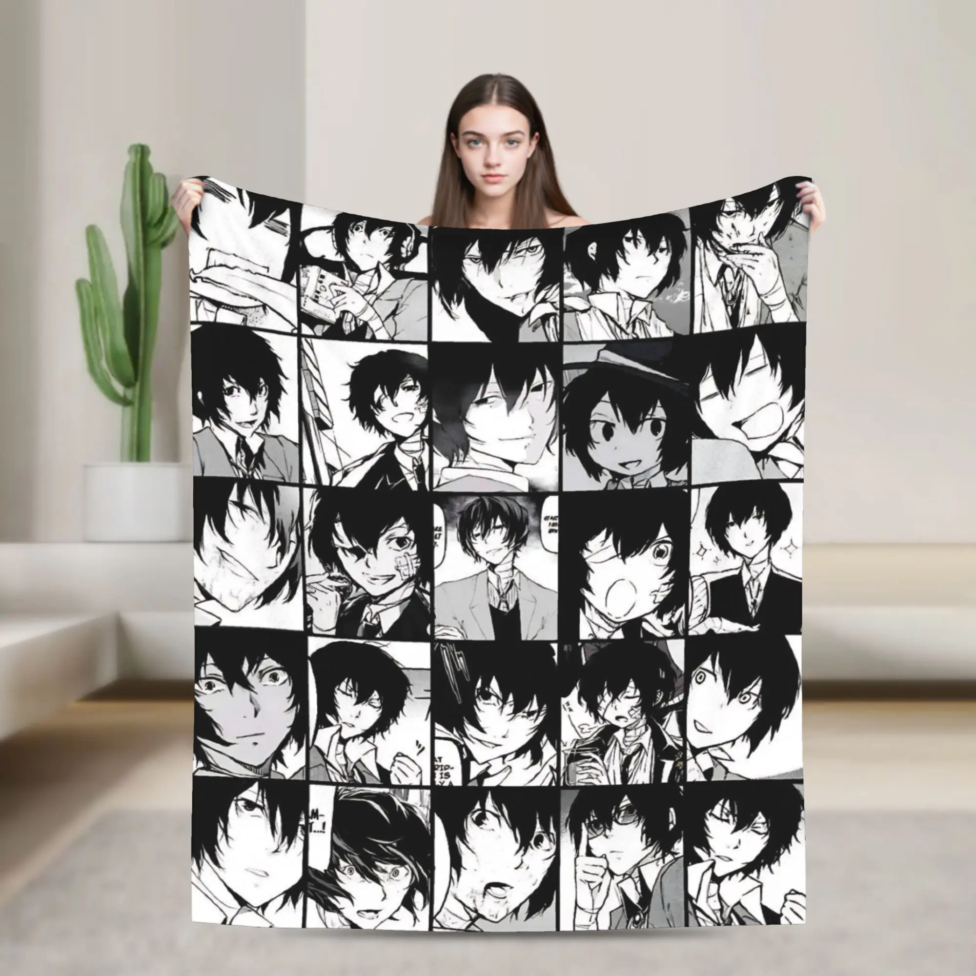 Dazai Bungo Stray Dogs   Plush Blanket Child  Flannel Throw Blanket For Couch Bed Soft Warm Design Quality Bedspread Gift