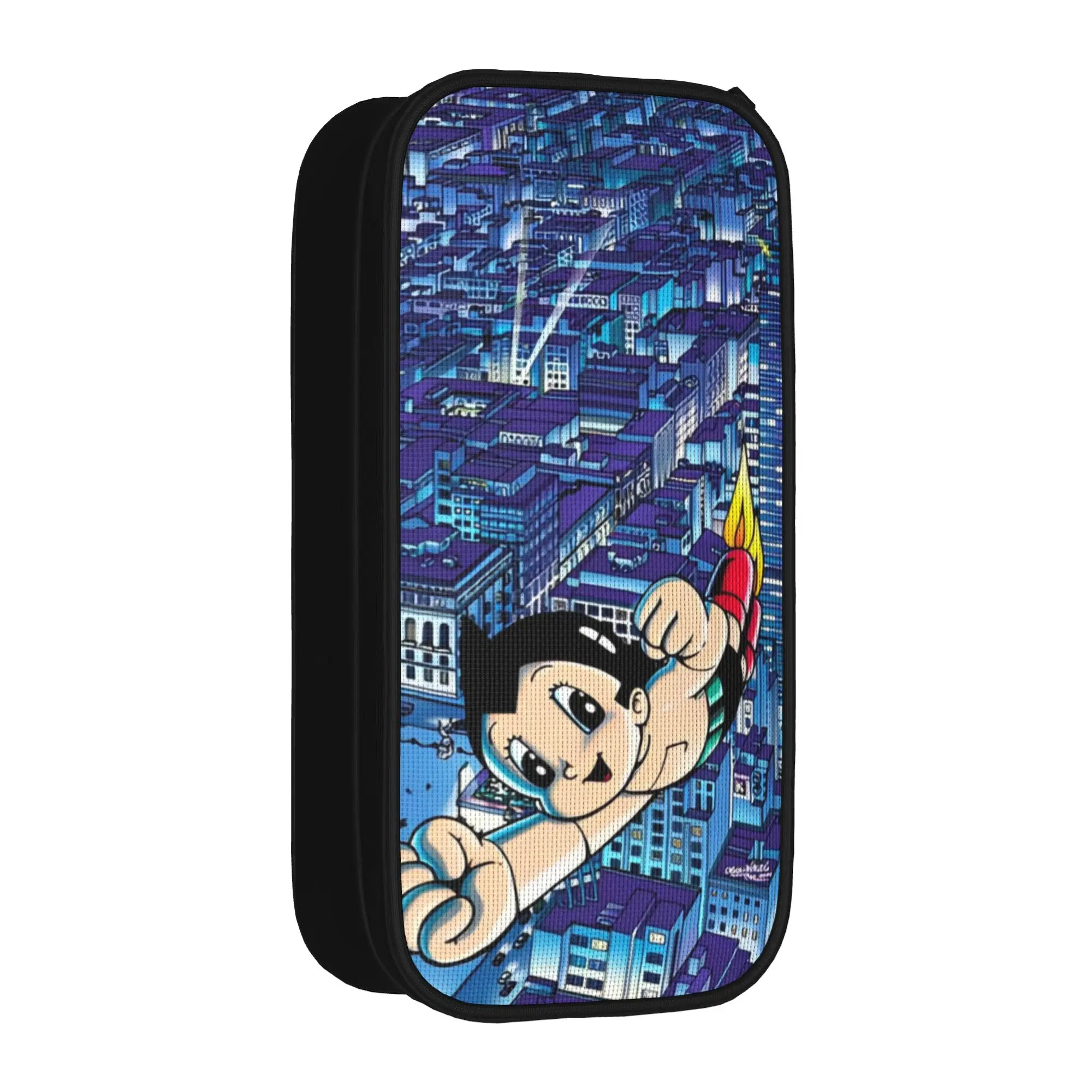 Astro Boy Tetsuwan Mighty Trousse à crayons classique Anime Sac à stylos grande capacité pour étudiant Pochette à fermeture éclair pour l'école Papeterie