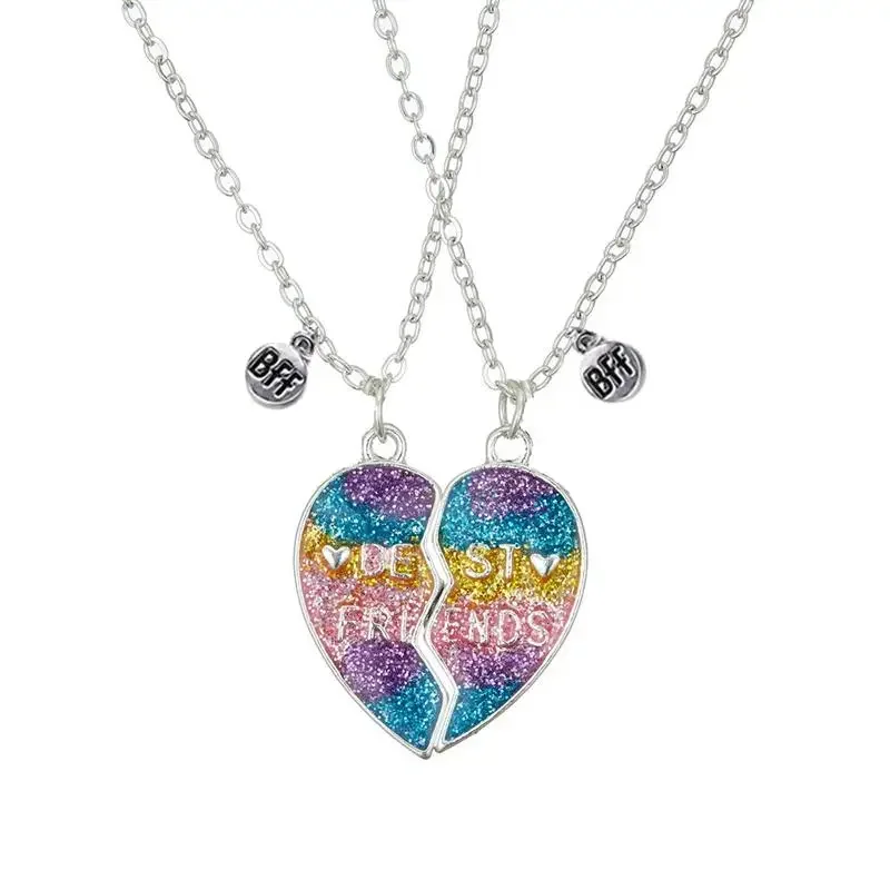 Gradient Color Magnetic Necklace for Women Trendy DIY Heart Stitching Pendant BFF Best Friends Jewelry Girlfriends Gifts 2026