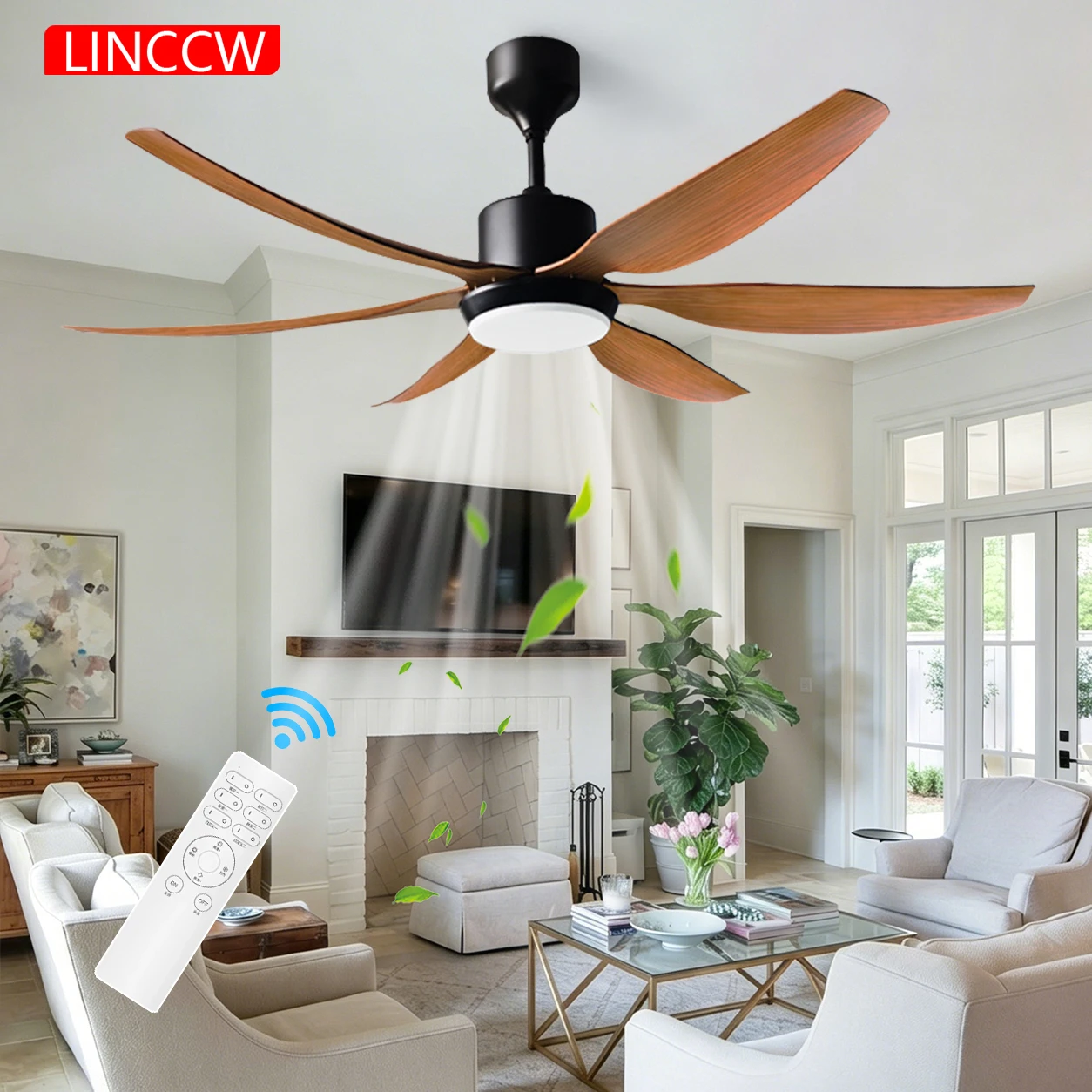 

Six Leaf Ceiling Fan Thickened ABS Remote Control Silent DC Motor Electric Fan Can Be Remotely Controlled For Living Room Dining