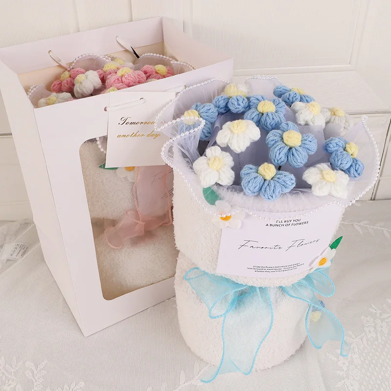

Knitted Imitation Wool Flower Bouquet - Perfect Gift For Best Friends' Birthday, Teacher' S Day or Valentine' S Day Gift